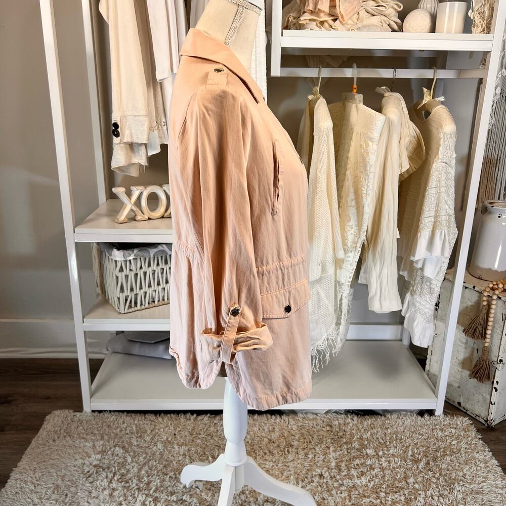 Cato Women's Size M Pink Button Up Tab Sleeve Lightweight Utility Jacket #2940 - Picture 2 of 5